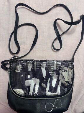 Black and white One Direction crossbody bag